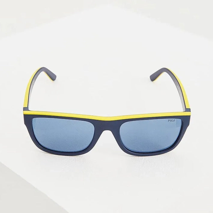 Blue and yellow sunglasses on sale