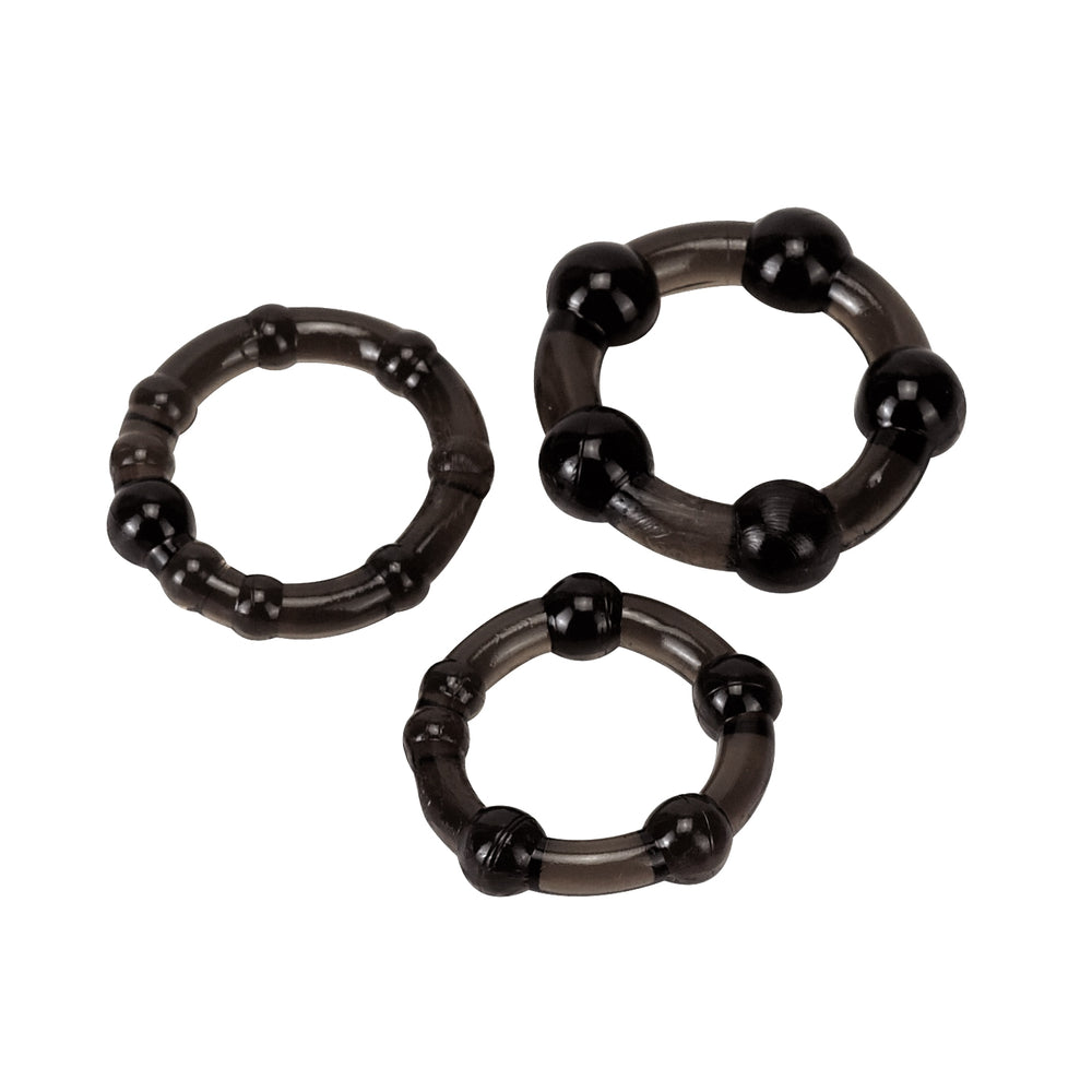 ST RUBBER COCK RING BLACK SIZE SMALL-LARGE 3PCS