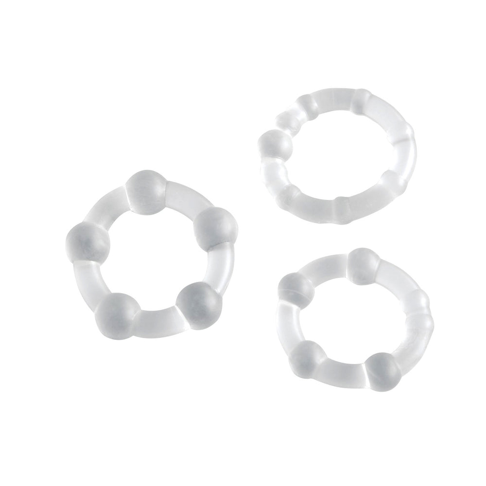 ST RUBBER COCK RING TRANSPARENT SIZE SMALL-LARGE 3PCS