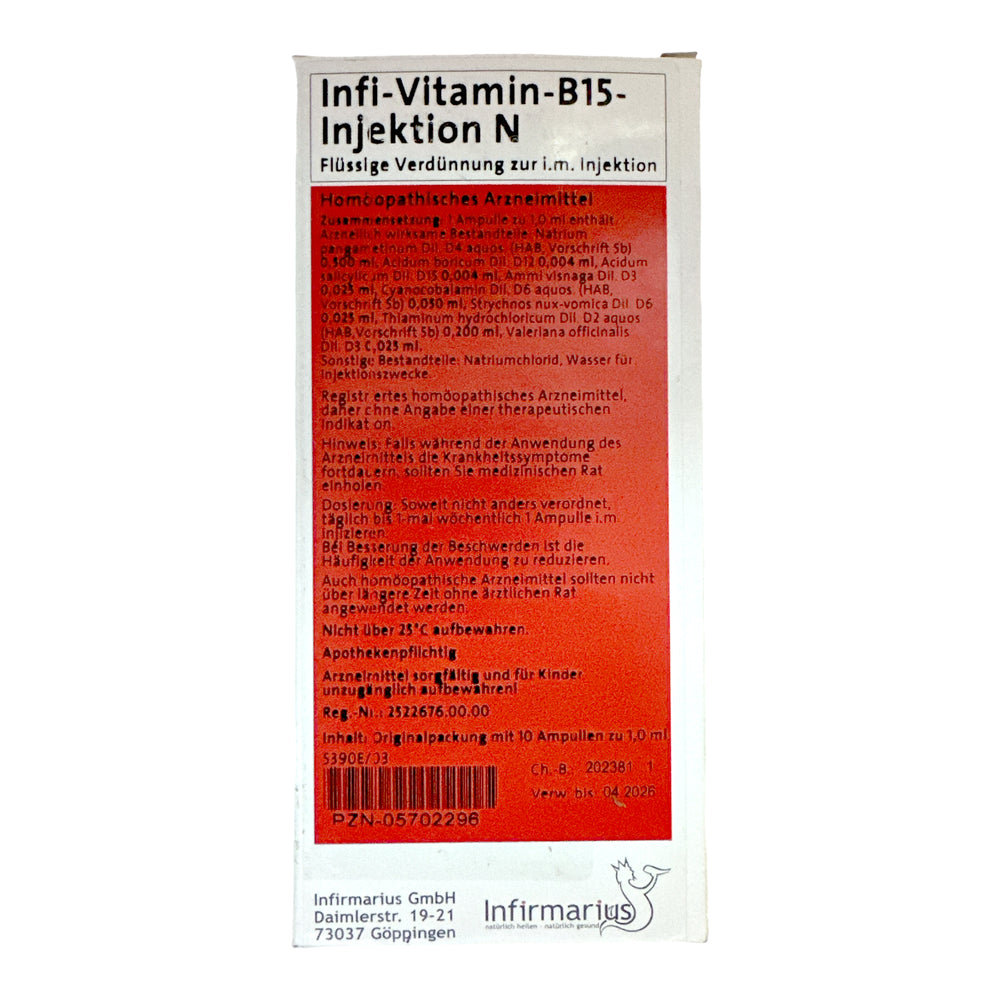 INFIRMARIUS VITAMIN B15 INJEKTION N 10ML Harbor Shop Hamburg INFIRMARIUS VITAMIN B15 INJEKTION N 10ML Harbor Shop Hamburg