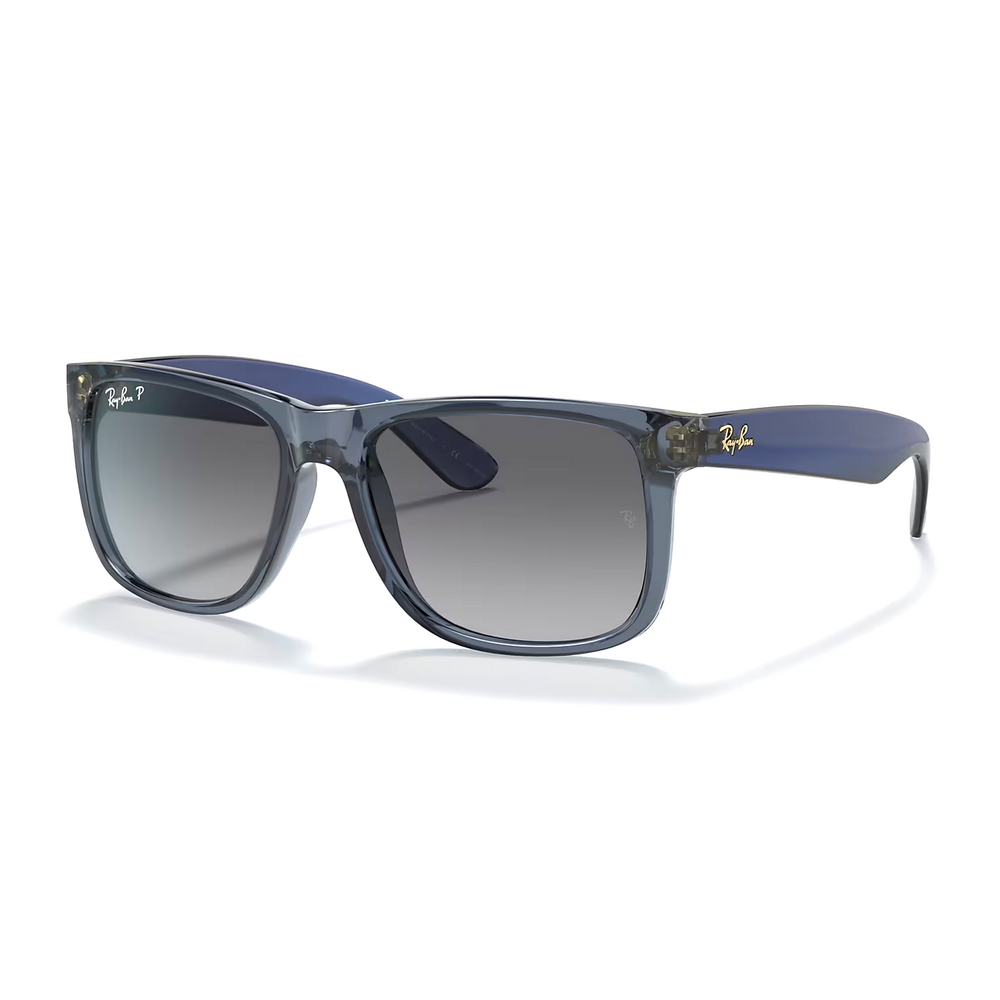 RAY BAN JUSTIN CLASSIC RB4165 DARK BLUE RUBBER TRANSPARENT BLUE POLARIZED