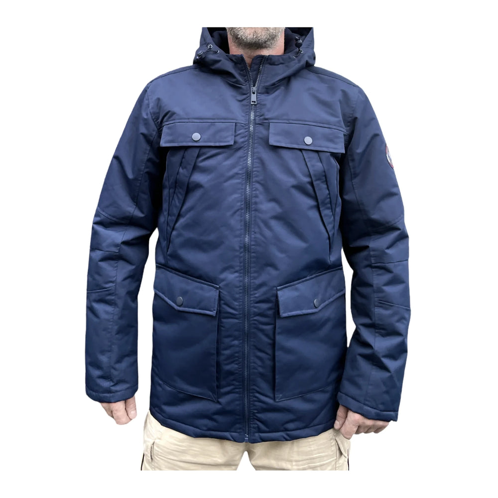 ONFIRE MENS HOODED EXPEDITION JACKET NAVY BLUE