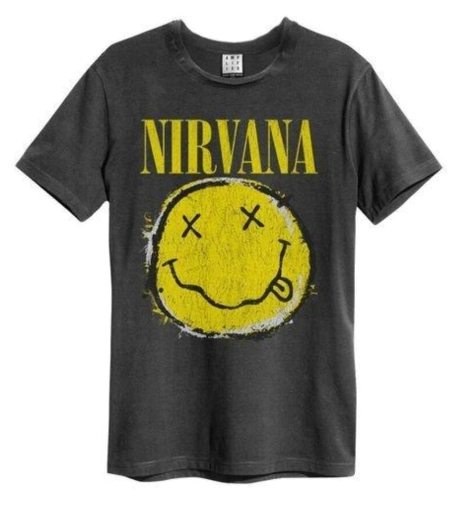 AMPLIFIED NIRVANA WORN OUT SMILEY MENS T