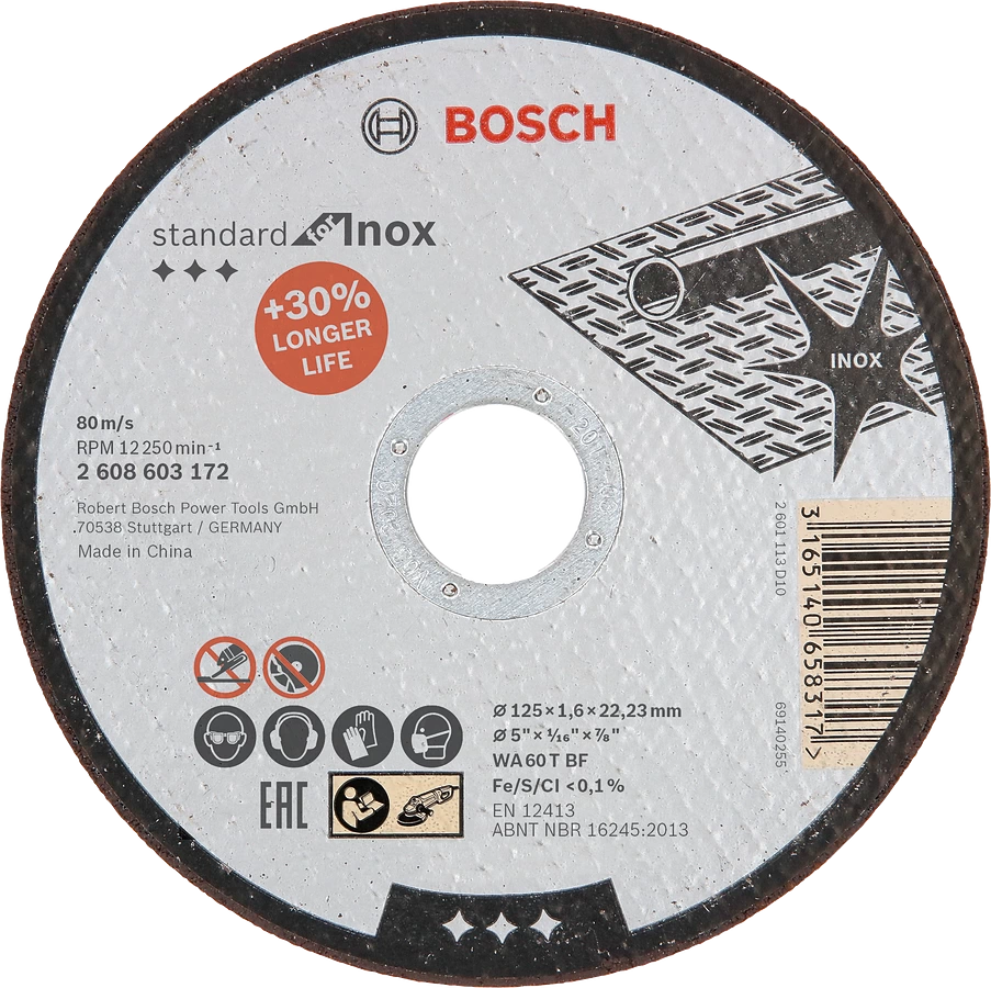 BOSCH CUTTING DISC INOX 10pcs. 115 mm